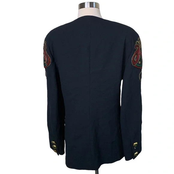 Vintage Lillie Rubin Exclusive Black Heavily Beaded Wool Bead Embellished Jacket - Picture 9 of 14